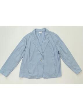 J. Jill Love Linen Blazer Jacket Laggen Look Minimalist Spring Baby Blue 2XL